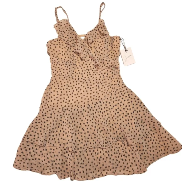 New Japna Tan Colored Polka Dot Romper Dress size M Spring Summer - Picture 8 of 9